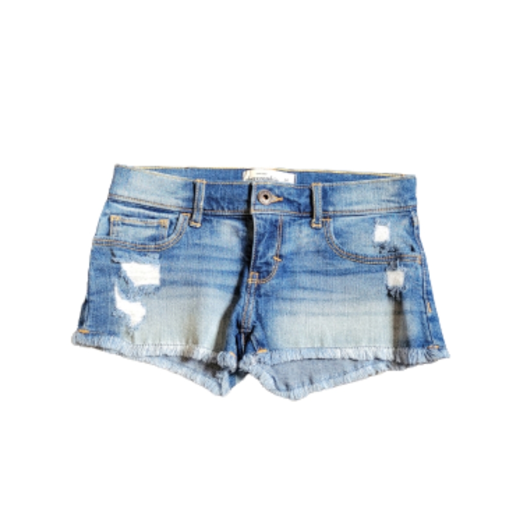 Girls Abercrombie Distressed Ombre Medium/Light Wash Jean Shorts Size 14